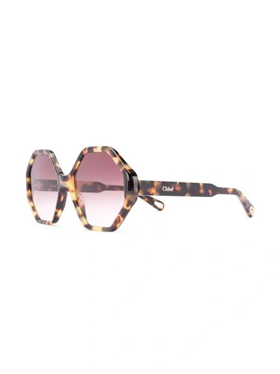 Shop Chloé Willow Geometric-frame Sunglasses In Brown