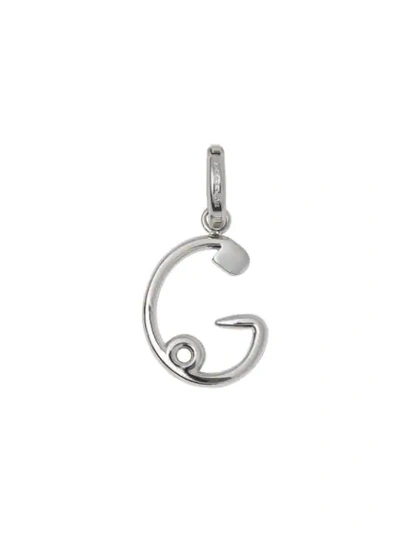 Shop Burberry Kilt Pin ‘g' Alphabet Charm In Silver