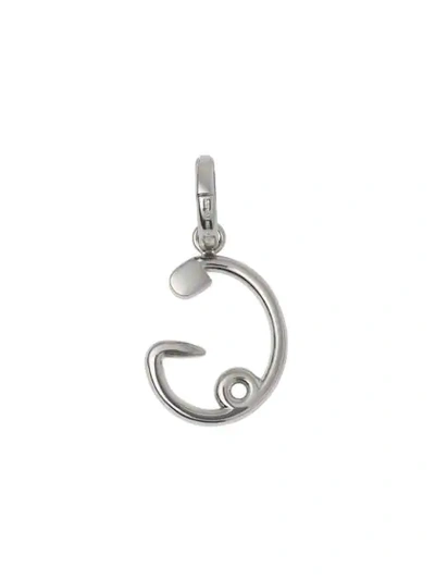 Shop Burberry Kilt Pin ‘g' Alphabet Charm In Silver