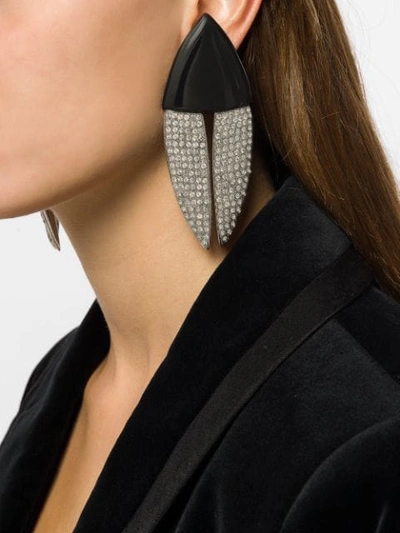 Shop Saint Laurent Articulated Geometric Earrings In Black
