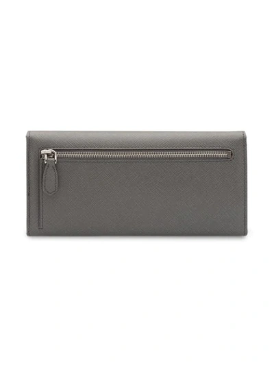 Shop Prada Logo Continental Wallet In Grey