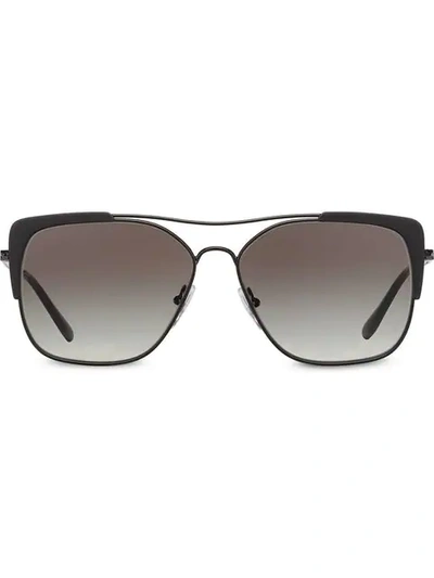 Shop Prada Aviator Frame Sunglasses In Black