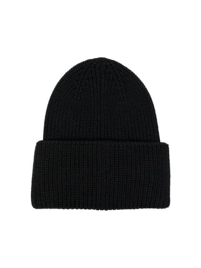 Shop Moncler Logo Beanie - Black