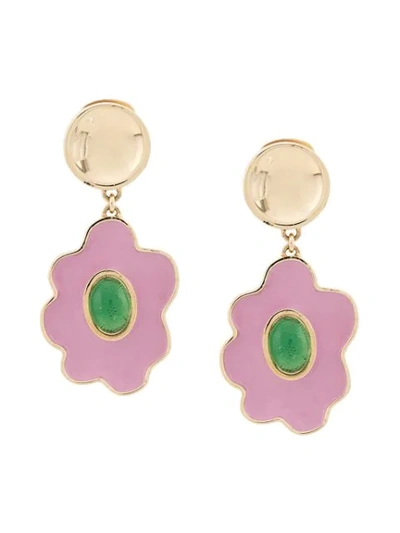 Shop Escada Flower Earrings - Pink