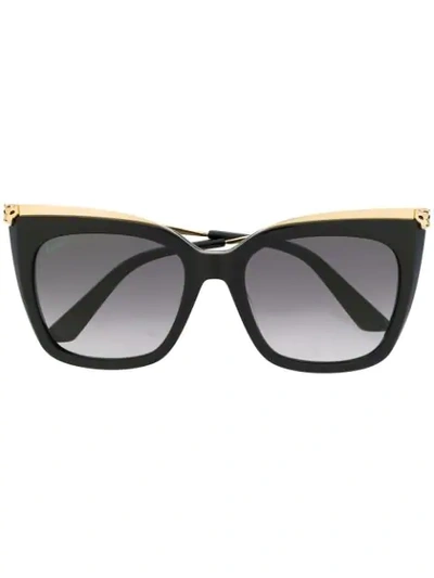Shop Cartier Panthère De  Sunglasses In Black