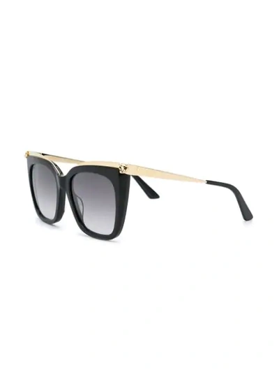 Shop Cartier Panthère De  Sunglasses In Black