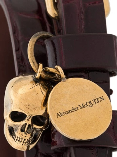Shop Alexander Mcqueen Double-wrap Leather Bracelet In Velvet Red