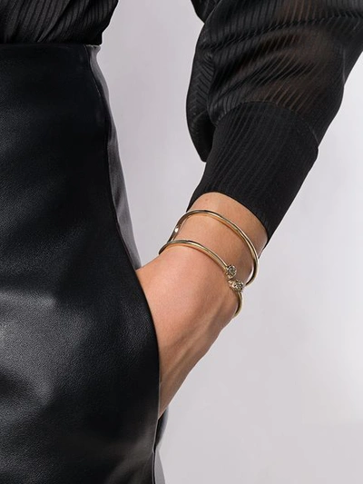 Shop Alexander Mcqueen Double Cuff Bracelet In Gold