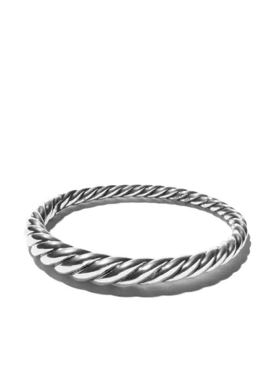 Shop David Yurman Sterling Silver Pure Form Cable Bracelet In Ss