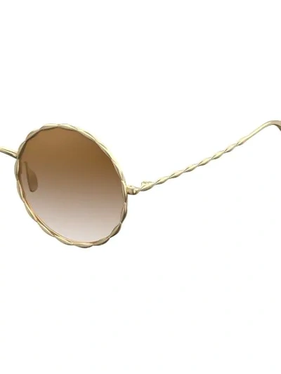 Shop Elie Saab Gradient Round Sunglasses In Brown