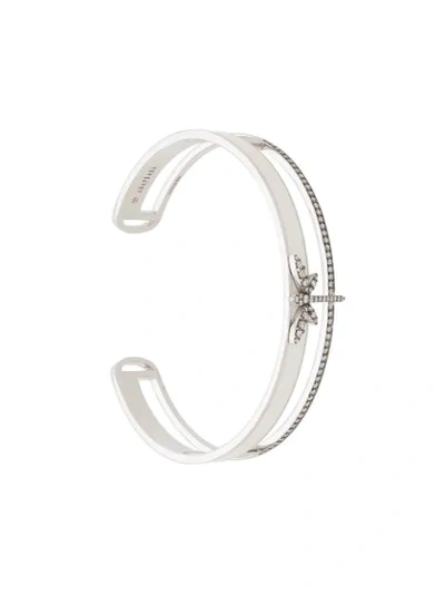 Shop Anapsara Dragonfly Bangle In White Gold