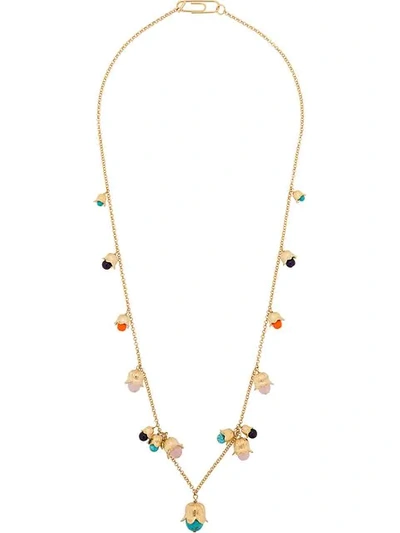 Shop Aurelie Bidermann Beaded Flower Charm Necklace In Metallic