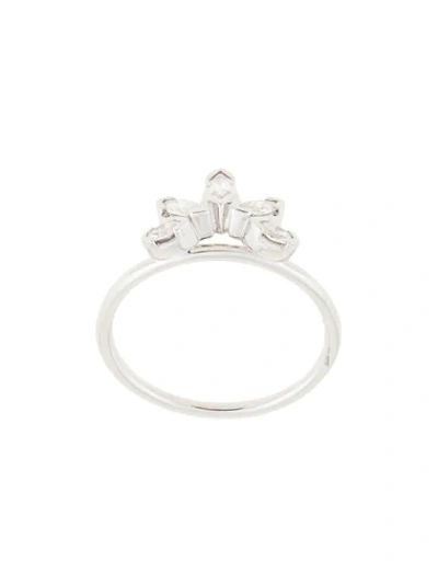 Shop Natalie Marie 14kt White Gold Diamond Sun Ring In Silver