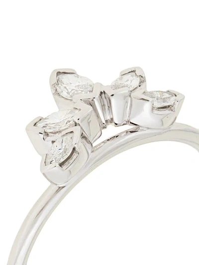 Shop Natalie Marie 14kt White Gold Diamond Sun Ring In Silver