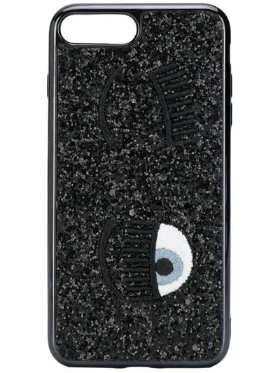Shop Chiara Ferragni Embroidered Wink Phone Case In Nero/black