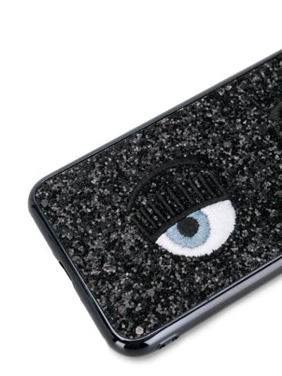 Shop Chiara Ferragni Embroidered Wink Phone Case In Nero/black