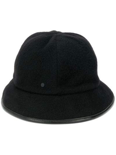 Shop Maison Michel Leather Trim Hat In Black
