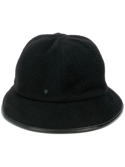 MAISON MICHEL LEATHER TRIM HAT - 黑色