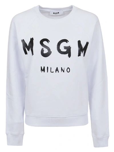 Shop Msgm Felpa/sweatshirt In Optical White
