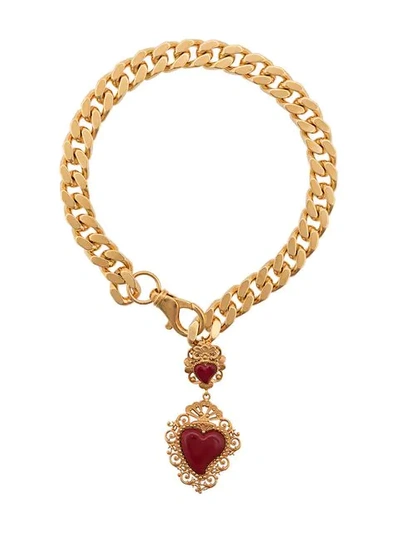 Shop Dolce & Gabbana Heart Pendant Collar Necklace In Gold