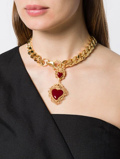 Shop Dolce & Gabbana Heart Pendant Collar Necklace In Gold