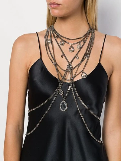 Shop Alexander Mcqueen Multi-chain Harness Necklace - Silver