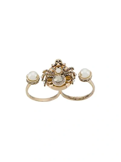 Shop Alexander Mcqueen Spider Double-ring In Gold
