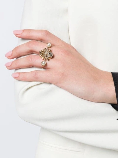 Shop Alexander Mcqueen Spider Double-ring In Gold