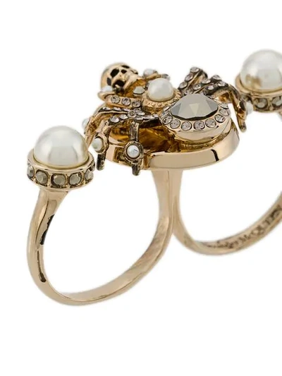 Shop Alexander Mcqueen Spider Double-ring In Gold