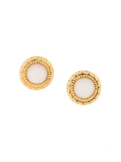 Pre-owned Chanel Faux Pearl Clip-on Earrings In Metallic