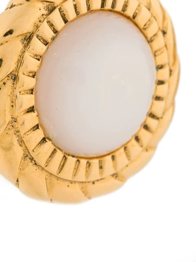 Pre-owned Chanel Faux Pearl Clip-on Earrings In Metallic