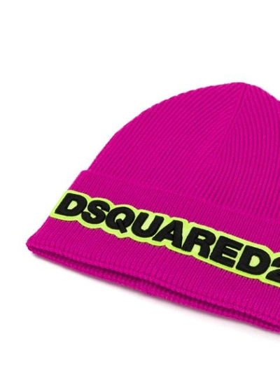 Shop Dsquared2 Logo Patch Beanie In Pink