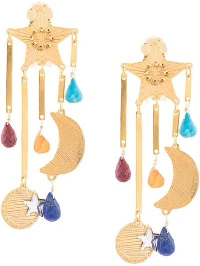 Shop Mercedes Salazar Star And Moon Earrings In Gold