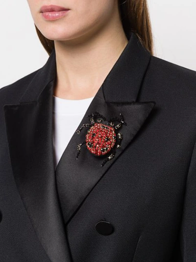 Shop Rochas Ladybug Brooch In Red