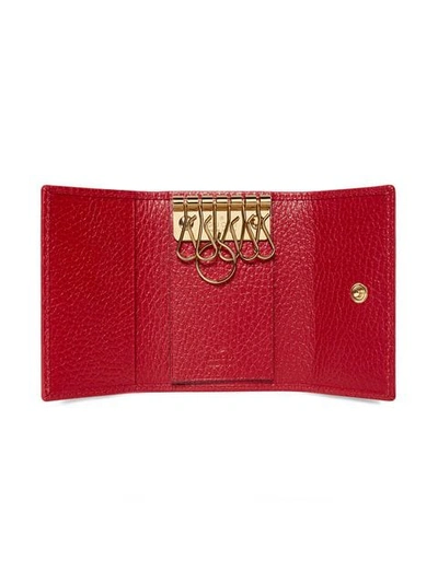 Shop Gucci Gg Marmont Leather Key Case In Red