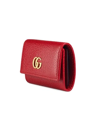 Shop Gucci Gg Marmont Leather Key Case In Red