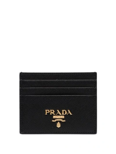 Shop Prada Logo Plaque Cardholder In Black