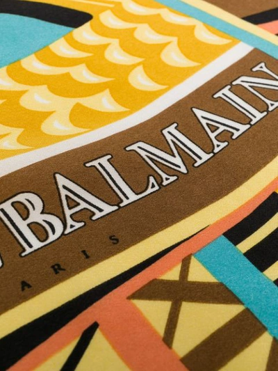 Pre-owned Balmain Printed Scarf In Yellow