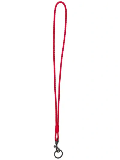 Shop Bottega Veneta Braided Strap Keyring In Red