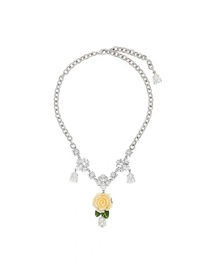 Shop Dolce & Gabbana Flower Drop Pendant In Metallic
