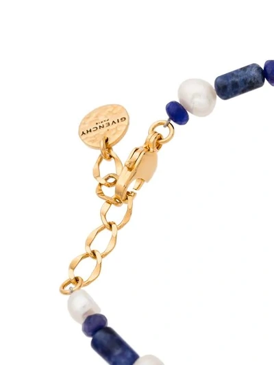 Shop Givenchy Logo Charm Stone Bracelet In Blue