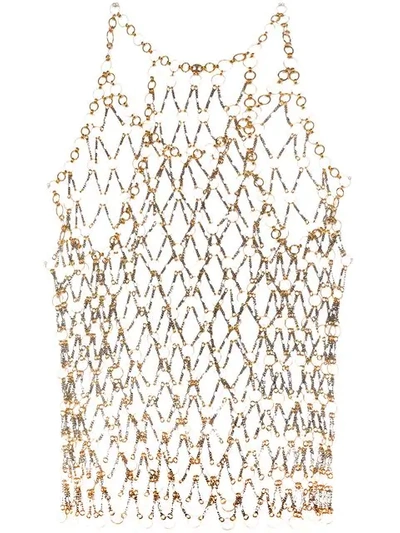 Shop Paco Rabanne Chain Link Brass Vest Top In Metallic