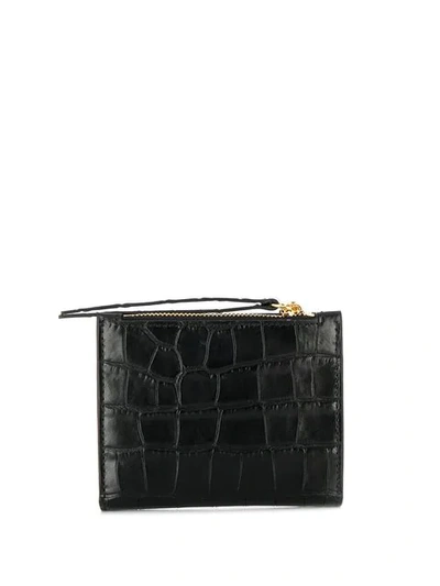 Shop Alexander Mcqueen Crocodile Embossed Bi-fold Wallet In Black