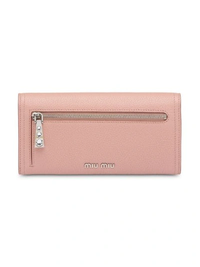 Shop Miu Miu 'madras' Portemonnaie In F0615 Orchid Pink