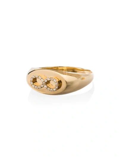 Shop Foundrae Yellow Gold Infinity Baby Signet Ring In Metallic