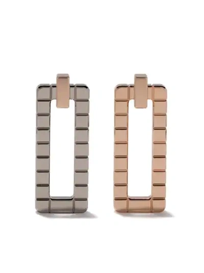 Shop Chopard 18kt Rose And 18kt White Gold Ice Cube Earrings In Fairmined Rose Gold / Fairmined White Gold 150