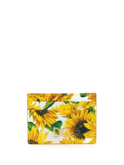 Shop Dolce & Gabbana Sunflower-print Cardholder In Yellow