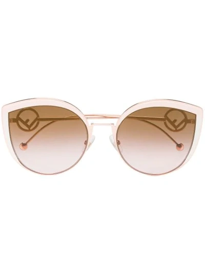 Shop Fendi Pink Rose F Is  Metal Cat Eye Sunglasses