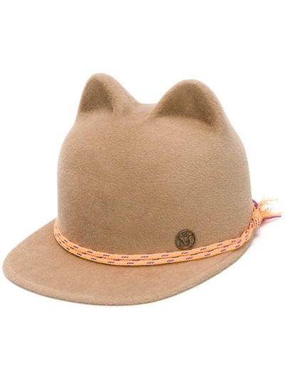 Shop Maison Michel Animal Ear Cap In Brown