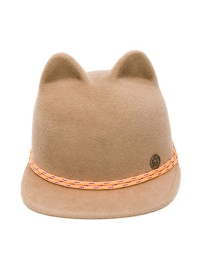 Shop Maison Michel Animal Ear Cap In Brown